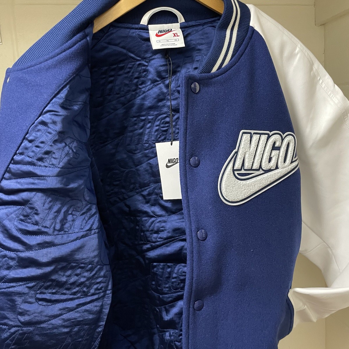 NIGO Nike NRG Varsity Jacket FV-5670 Blue Size XL Extra NIGO Nike NRG Varsity Jacket FV-5670 Blue Size XL Extra