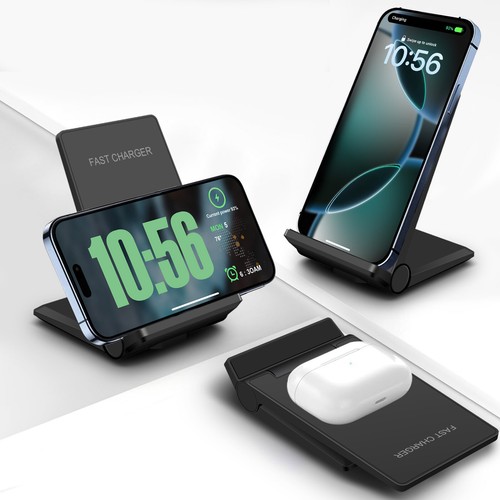 30W Fast Wireless Charger Stand Charging Dock For Samsung Galaxy S25 S24 S23 S22 - Picture 2 of 14