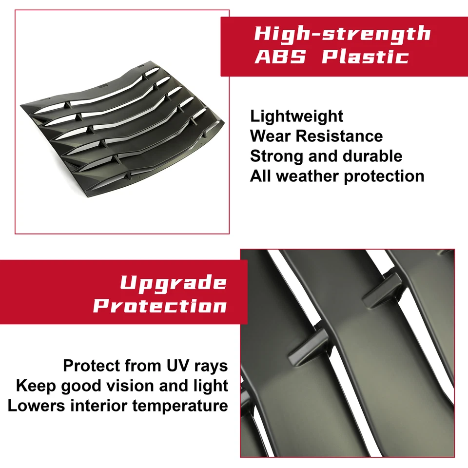 HECASA Rear Window Windshield Louver Cover Sunshade Vent For 11-23 Dodge Charger Foto 4 de 4