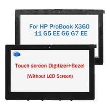for HP ProBook X360 11 G5 EE G6 G7 EE Glass Touch Digitizer + Bezel Replacement