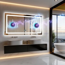 LUVODI 120cm LED Bathroom Mirror Bluetooth Speaker Music Makeup Mirror Dimmable