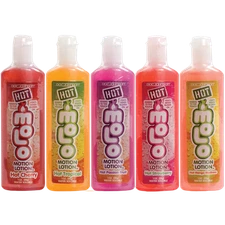 MOTION LOTION HOT MASSAGE OILS 5 PACK. HEAT UP AS YOU RUB IT. 5 FLAVORS