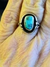 SOUTHWEST DESIGN VINTAGE SILVER TURQUOISE RING SIZE 6.25