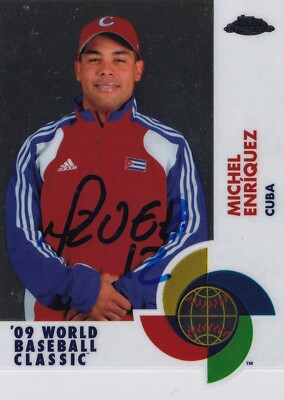 MICHEL ENRIQUEZ SIGNED AUTO'D 2009 TOPPS CHROME WORLD BASEBALL