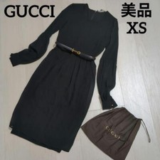 GUCCI Dress Black with Belt Women's Size XS From Japan Used