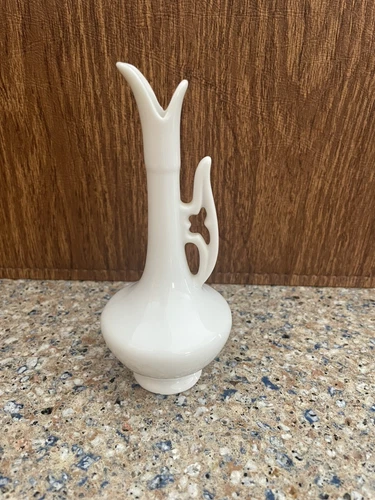 Mini Ceramic Vase Japan 6" White Bud Floral Decor