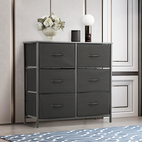 6-Drawer Dresser Chest of Fabric Double Drawers For Living Room Storage Cabinet - Picture 4 of 10