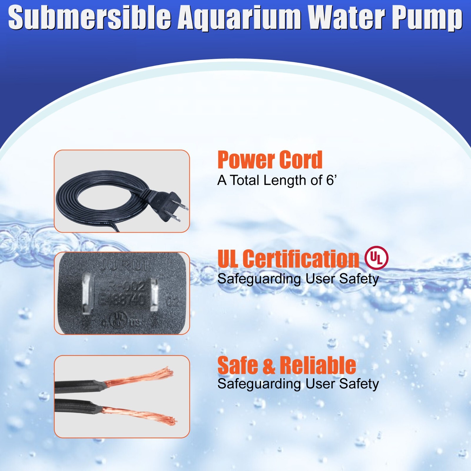 50 GPH Adjustable Submersible Powerhead Water Pump 1pc.