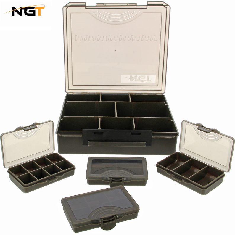 NGT New Carp Fishing 4+1 Black Terminal Tackle Box Storage System + Bit ...