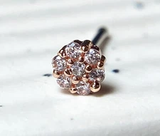 1pc CZ Paved Flower 20g Nose Ring Stud Bone 316L Surgical Steel