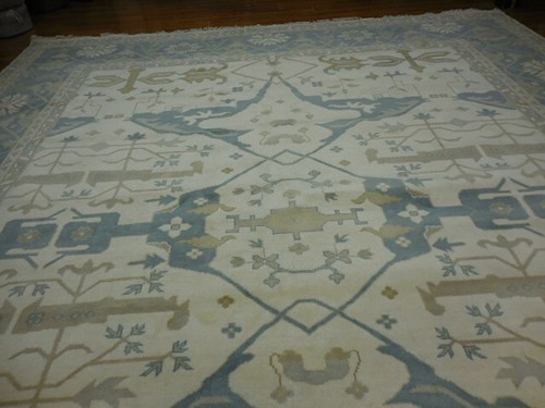 Peach Turkish Oushak Rug, Modern Multicolored Area Rug 12x15, Handmade - Picture 14 of 24