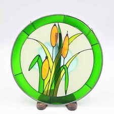 Round Floral Stained Glass Hanging Suncatcher Wall Art