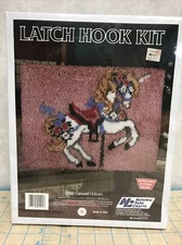 National Yarn Crafts Latch Hook Kit “Carousel Unicorn” Horse R886 20" x 27"
