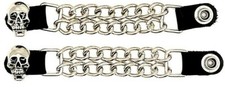 2 SKULL DOUBLE MOTORCYCLE BIKER MC CLUB CHAIN VEST EXTENDERS MADE IN USA