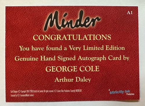 MINDER : GEORGE COLE as ARTHUR DALEY AUTOGRAPH CARD STRICTLY INK A1 - Picture 2 of 2