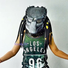 IN US Predator Alien vs Predator Mask Helmet w/ Braid Halloween Cosplay Costume