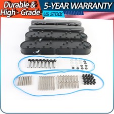 Black Smooth Cast Aluminum Valve Covers Wcoil Mounts Covers For Chevrolet Gm Ls