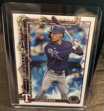 EVAN CARTER TOPPS HOLIDAY BASE CARD TEXAS RANGERS #H2 2025 25