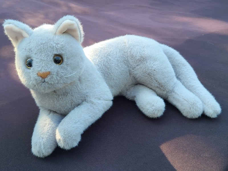 Very Soft 12" BLUE RUSSIAN Plush Grey Kitty Cat Stuffed Animal Plushie Furry Toy