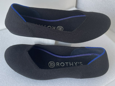 ROTHY'S The Flat ~ Wo's US 6 ~ Slip on Knit Shoes Ballet Flats in Black/Blue