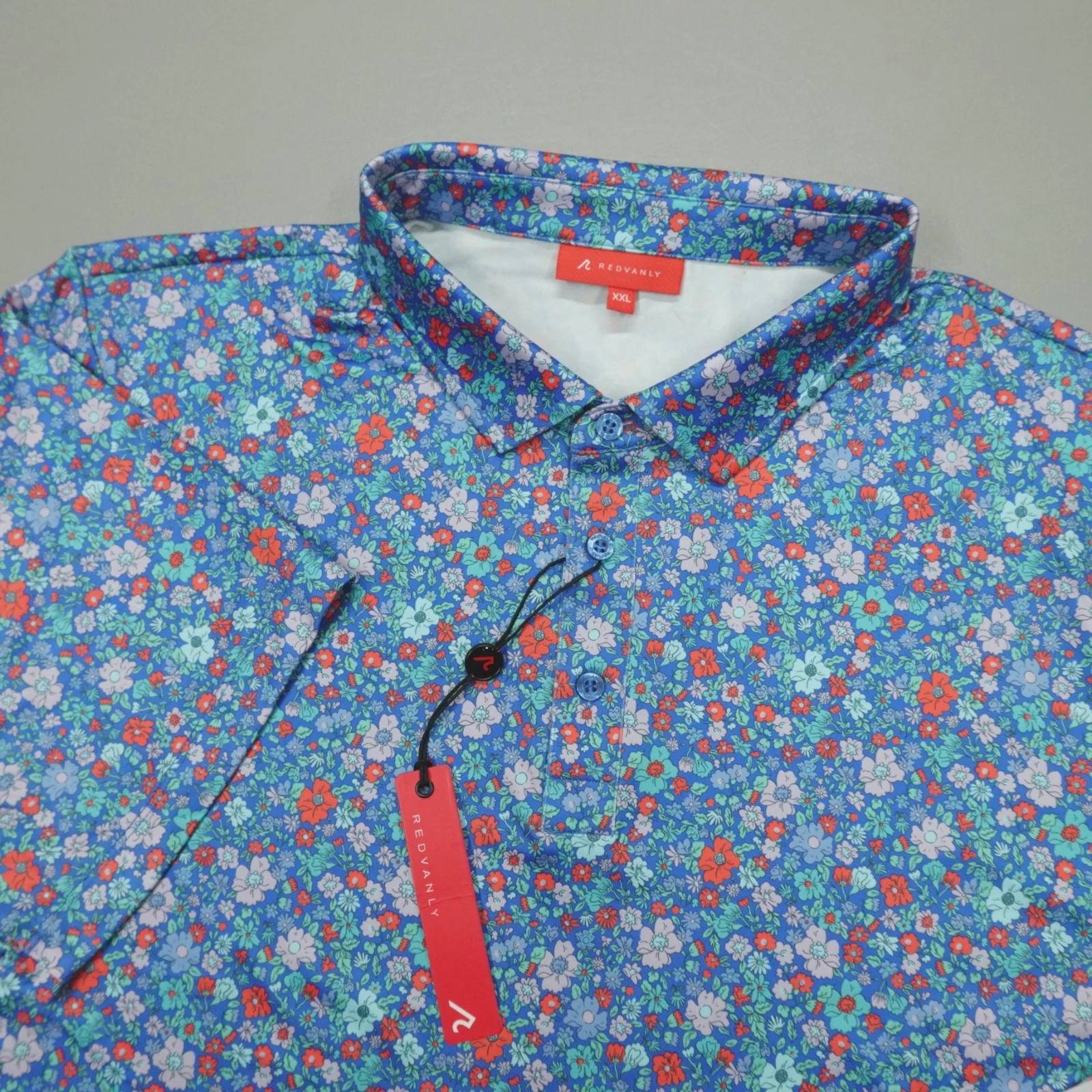Redvanly Louis Polo Golf Shirt Multicolor Men's Size 2XL Marine Floral $110