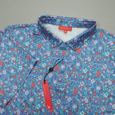 Redvanly Louis Polo Golf Shirt Multicolor Men's Size 2XL Marine Floral $110