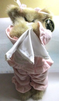 BEARINGTON BEAR SICKY VICKY PLUSH TEDDY BEAR GET WELL, WITH HANKY, PINK PJ'S