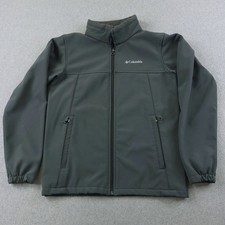 Columbia Jacket Boys Large Gray Softshell Fleece Lined Full Zip Windproof