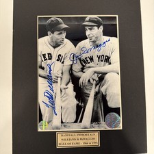 Ted Williams , Joe DiMaggio signed 5x7 Photo In a 8x10 Matt. COA. HOF