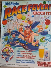 VINTAGE OLD STYLE BEER SIGN 1988 MILWAUKEE RAFT RACE CARDBOARD STANDEE  RARE