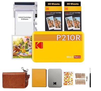Kodak Mini 2 Retro 4PASS Tragbarer Fotodrucker Geschenkpaket, 