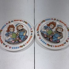 Raggedy Ann and Andy Childs Melamine 3119 Oneida Deluxe 1969 Vintage plates 2 pc