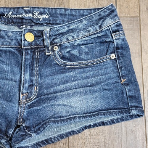 Vintage American Eagle Jean Shorts Womens Size 8 Low Rise Hip Hugger 2" Y2k - Picture 4 of 14