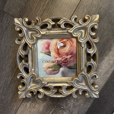 Cynthia Rowley Ornate Picture Frame 4x4 Square - White/Gold - NEW