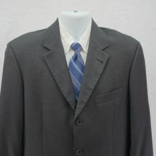 Boss Hugo Boss Super 100s Wool Gray Striped 3 Button Blazer / Suit Jacket 40R