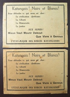 1960 Katanga Propaganda Leaflets Congo Crisis Moise Tshombe Swahili French 2pc