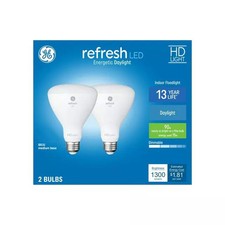 GE Refresh LED HD Light Bulb 15 Watts 1300 Lumens BR 30 Medium Base 2 pack NEW