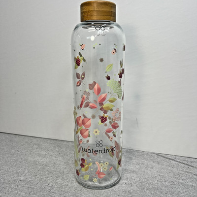 Waterdrop Limited Edition Pink Floral Borosilicate Glass Water Bottle 20 Oz.