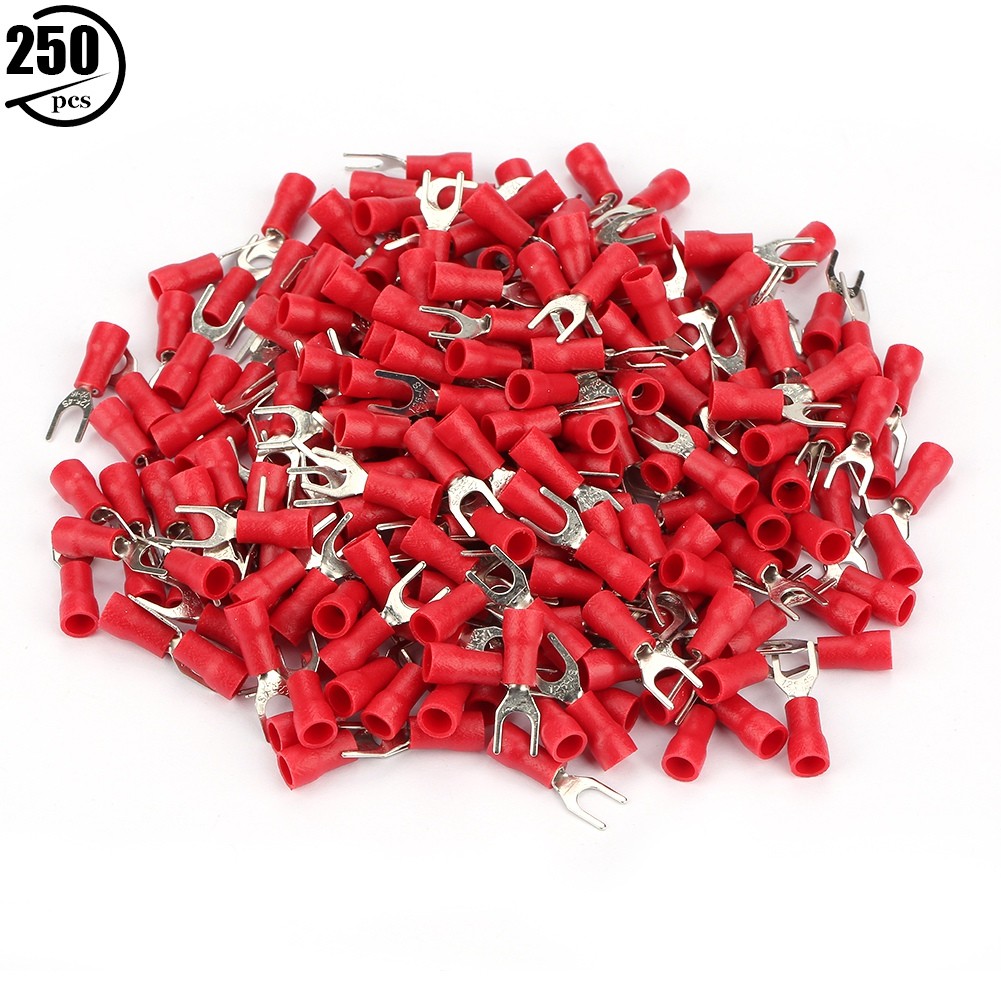 250pcs Insulated Fork Terminal Connector Set For Power Cable Easy To Use