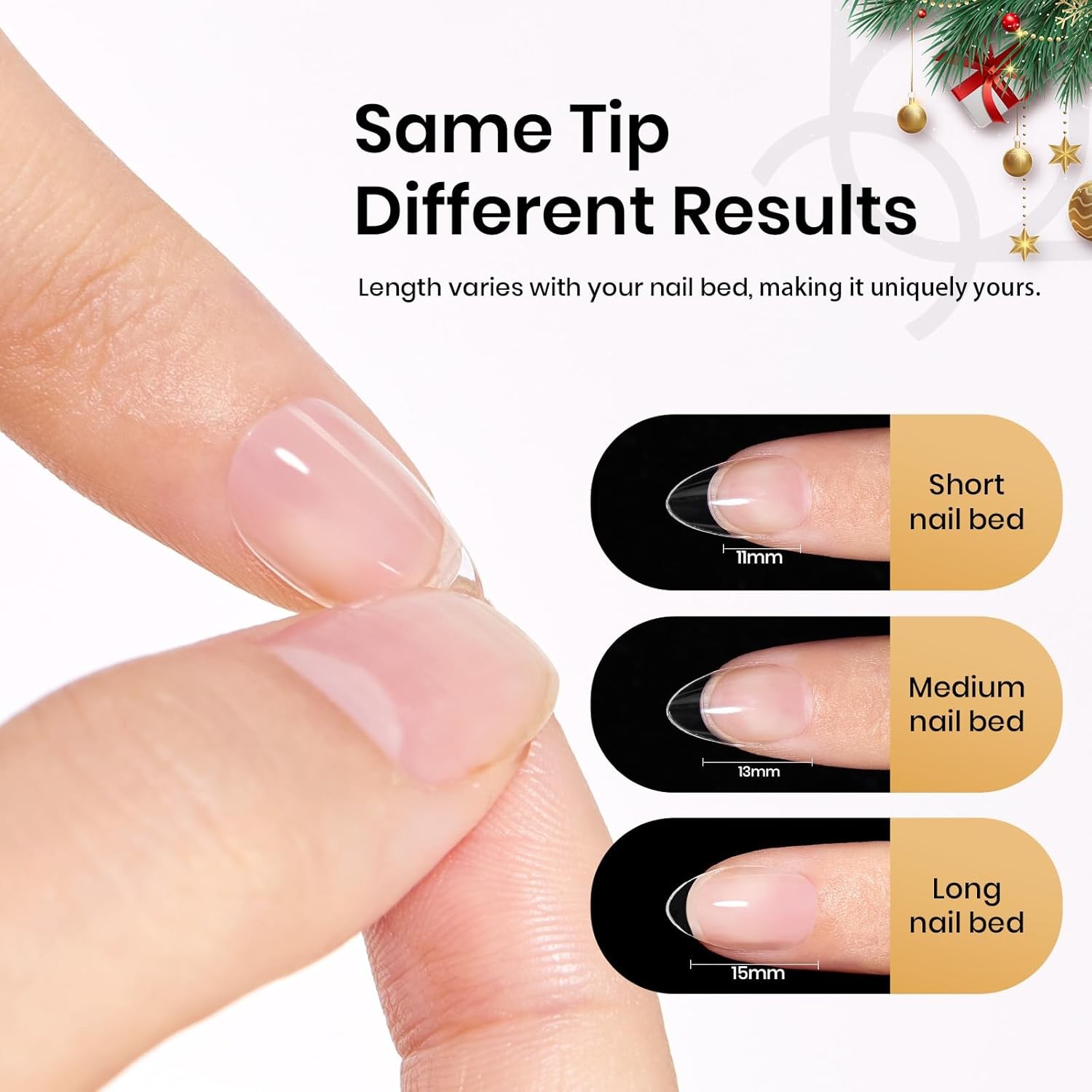 Beetles Extra Short Almond Nail Tips, 12 Sizes 288 PCS Pre-Shaped Clear Full Cov