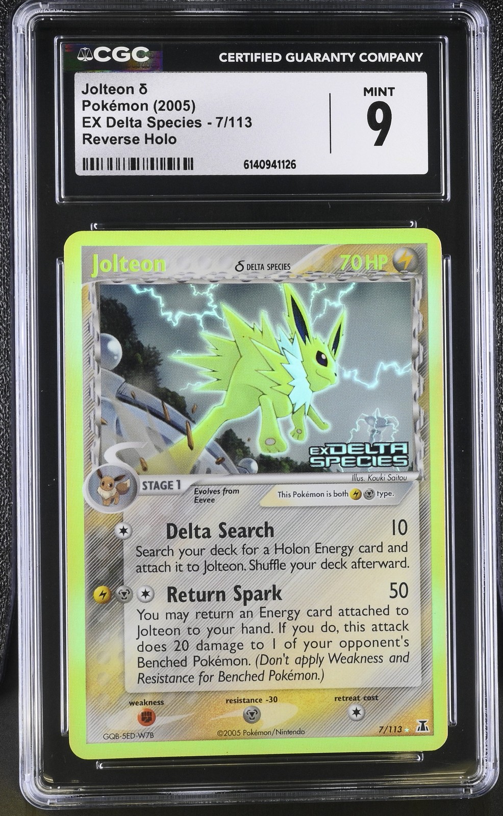 CGC 9 MINT Jolteon 7/113 EX Delta Species Reverse Holo Stamped Pokemon Card