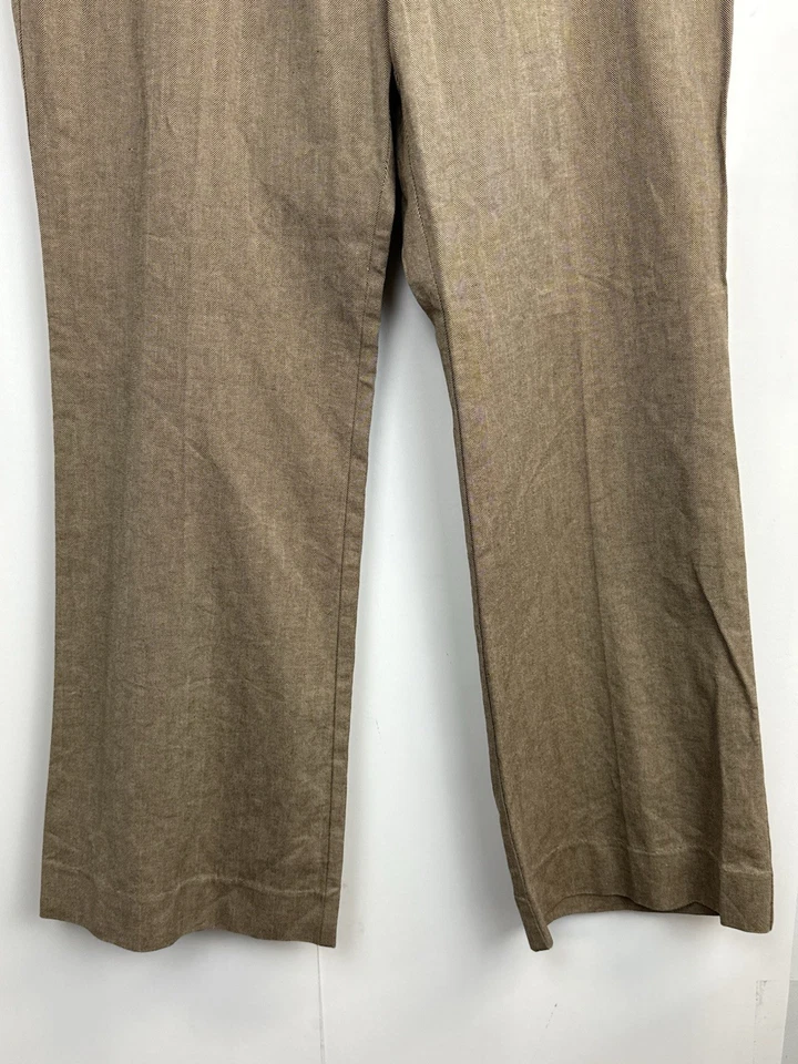 Pantalones de vestir Izod Golf para mujer clásicos de pierna ancha marrón espiga bolsillos de algodón Foto 4 de 4