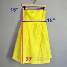 J CREW Neon Yellow Stapless Cotton Dress Pleats Pockets Medium or 8