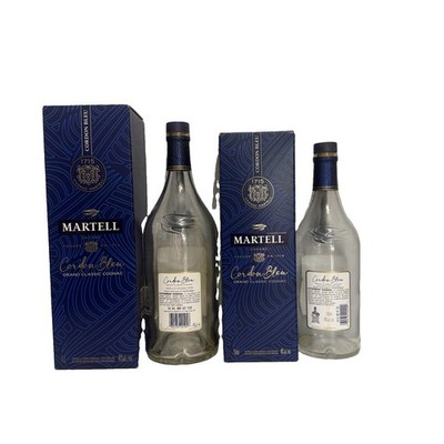 Set Of 2 Martell Cordon Bleu Grand Classic Cognac Bottles - Empty - 1L &750ml