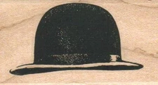 Bowler Hat 1 1/2 x 2 1/4" Mounted Rubber Stamp, Object Stamp, Hat Stamp