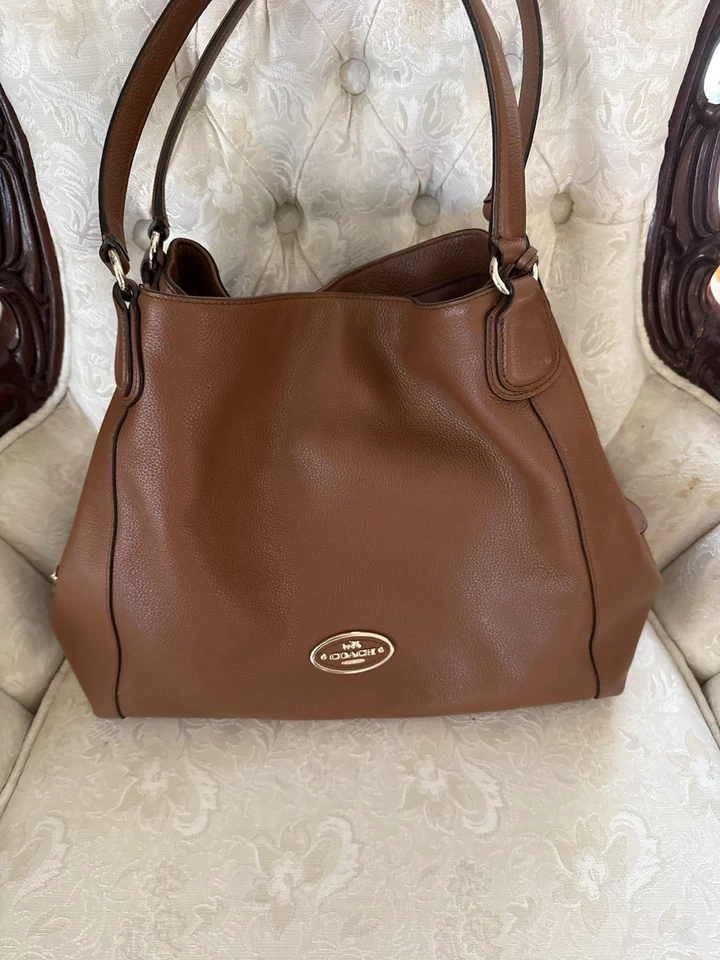 Bolso Cartera Coach Cuero Marrón Guijarro Increíble Foto 4 de 4