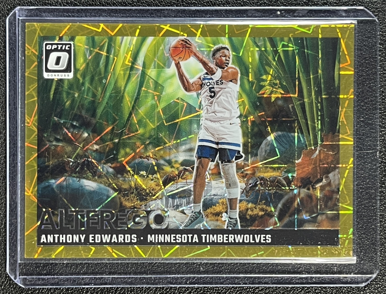 ANTHONY EDWARDS 2024-25 PANINI DONRUSS OPTIC #6 ALTER EGO GOLD PRIZM 3/10