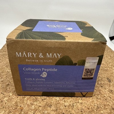 MARY & MAY Collagen Peptide Vital Mask 30 Ea 7/20/2028 NIB SEALED 