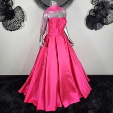NWT~$575~JOVANI~10/12~HOT PINK STRAPLESS BALL GOWN PROM HOMECOMING MAXI DRESS