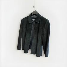 Womens Vintage Bernardo Black Suede Leather Jacket Full Zip Black Size L